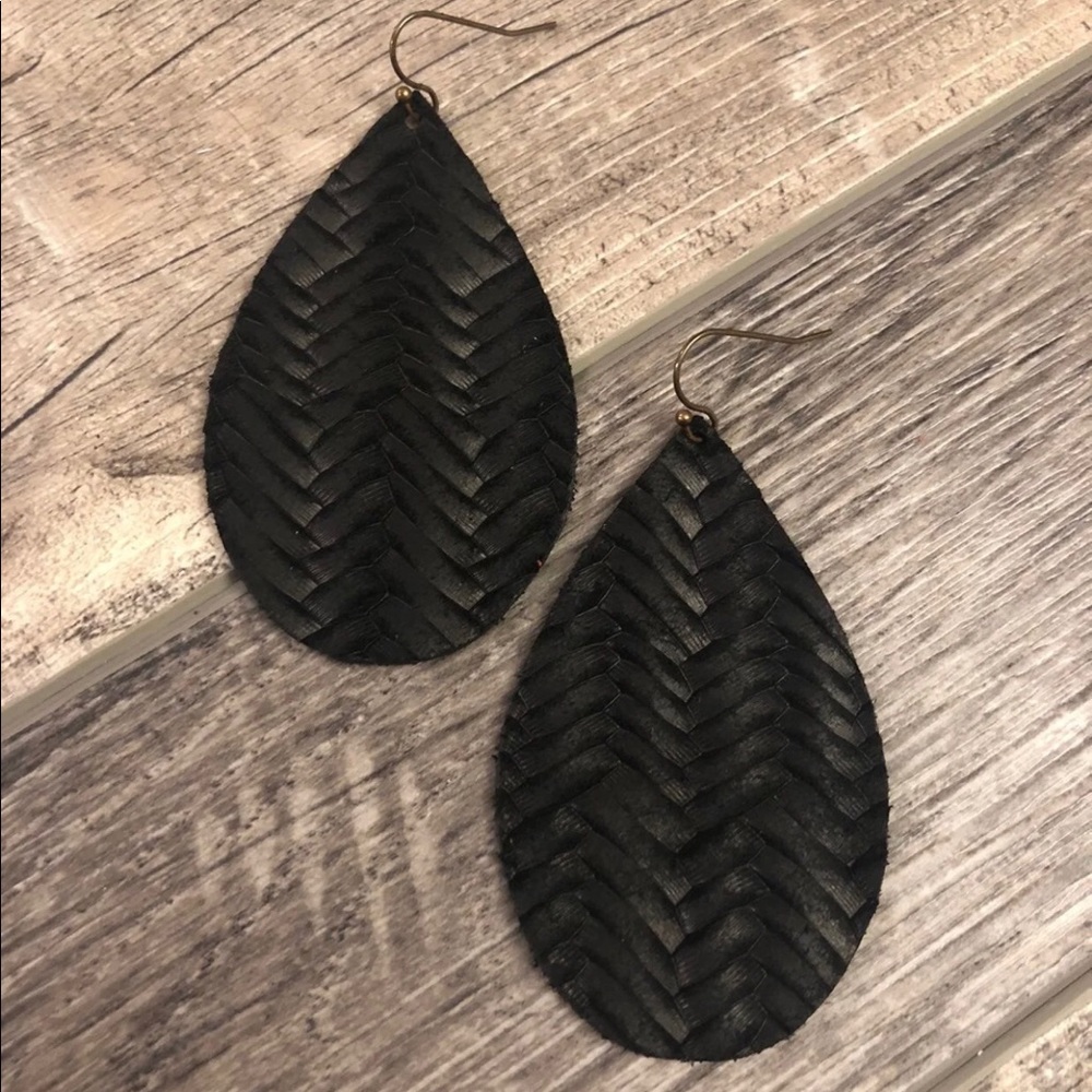 Black Leather Earrings